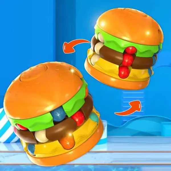2 Pcs Burger Magic Cube Toy & Cube Rotation